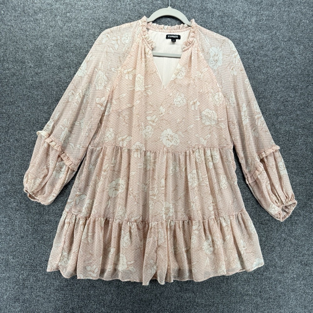 Express Dress Womens M Floral V-Neck Babydoll Fairy Cottage Western Coquette